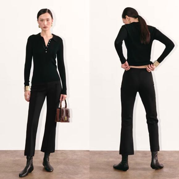 Everlane The Dream Pant Kick Flare Pants Black Women XS NWT Knit Elevated Basic - Picture 1 of 13
